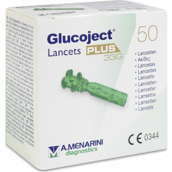 A.Menarini Glucoject Lancetas Plus, 33 Gr 50 Unidades